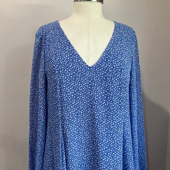 INC Blue Polka Dot Dress Long Sleeve Retro Vintage Inspired Size M - Picture 5 of 12